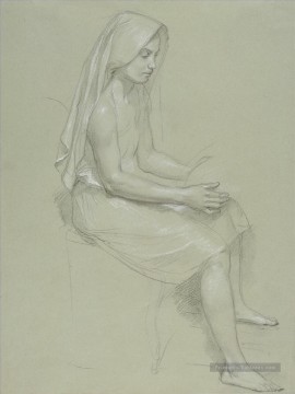  Assis Tableaux - Étude d’une figure féminine voilée assise réalisme William Adolphe Bouguereau